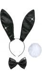 Zwarte glitter konijn accessoires