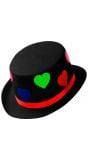 Zwarte hoge hoed met hartjes