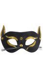 Zwarte kat oogmasker met gouden glitters