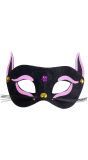 Zwarte kat oogmasker met roze glitters