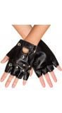 Zwarte korte biker handschoenen