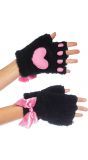 Zwarte pluche vingerloze handschoen