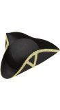 Zwarte tricorn piraat hoed