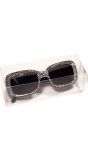 Zwarte vierkante bril met strass steentjes
