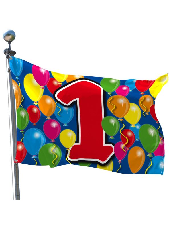 1 jaar verjaardag vlag ballonnen