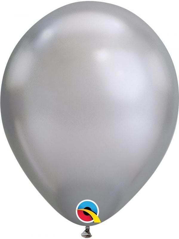 100 zilverkleurige chroom ballonnen 28cm