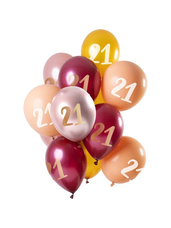 12 ballonnen 21 jaar roze goud 30cm