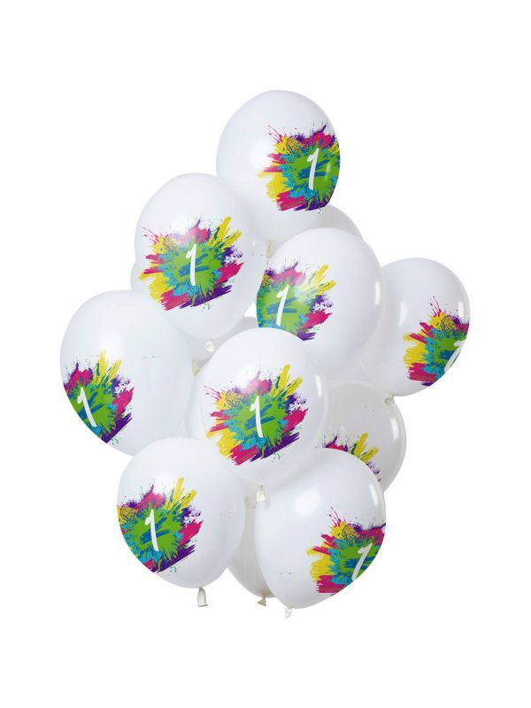 12 ballonnen color splash 1 jaar 30cm