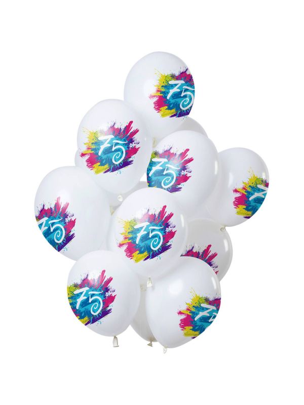 12 ballonnen color splash 75 jaar 30cm