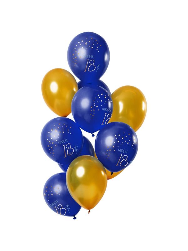 12 ballonnen elegant true blue 18 jaar 30cm