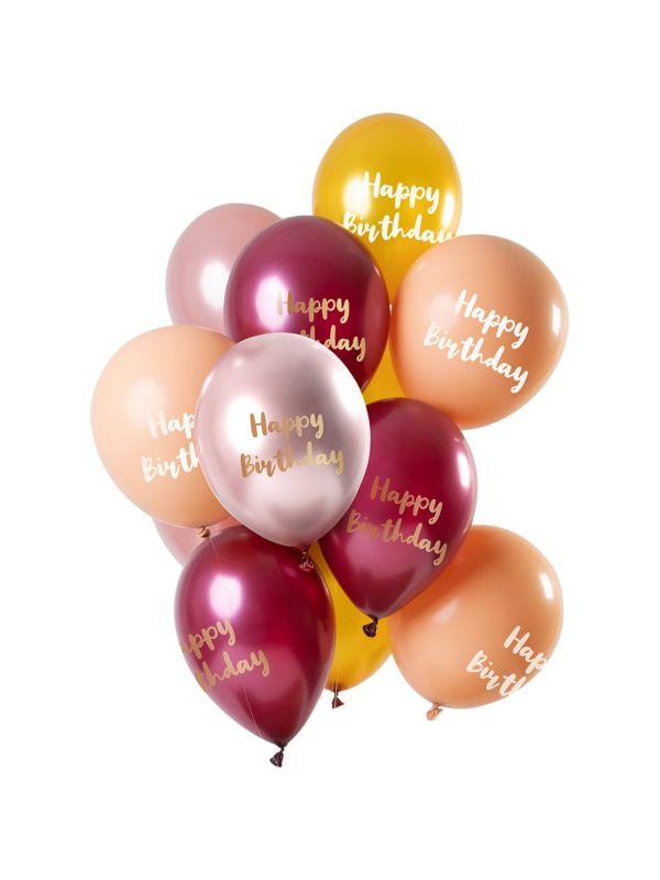 12 ballonnen Happy Birthday roze goud 30cm