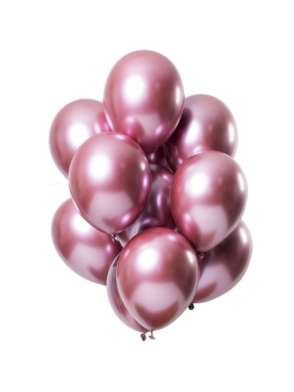 12 ballonnen mirror effect roze 33cm
