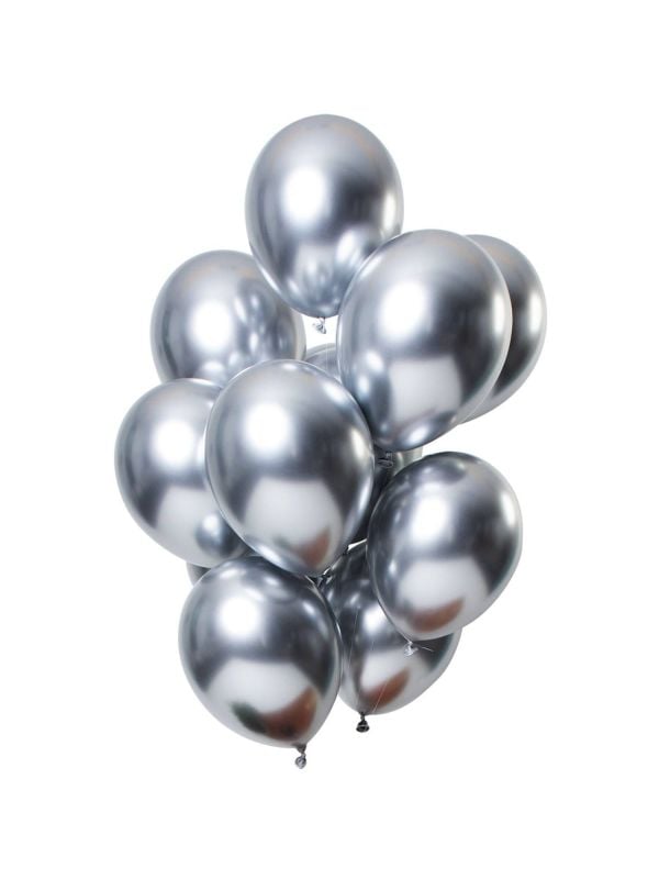 12 ballonnen mirror effect zilverkleurig 33cm