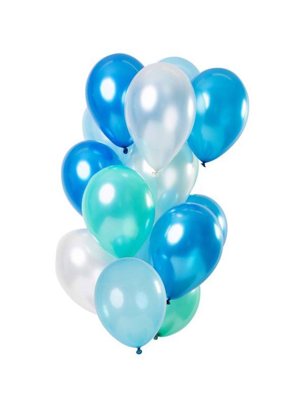 15 ballonnen blue azure metallic 30cm