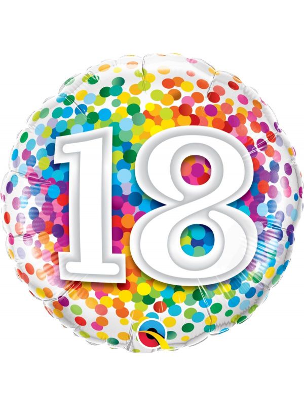 18 jaar regenboog confetti folieballon