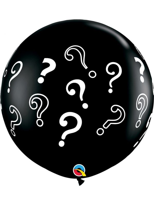 2 gender reveal vraagtekens ballonnen zwart 90cm