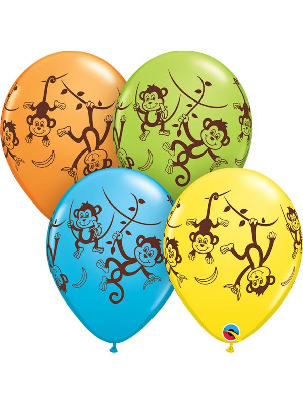 25 aap kinderfeestje kleurrijke ballonnen 28cm