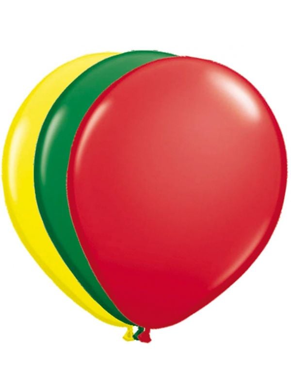 25 carnaval ballonnen rood groen geel