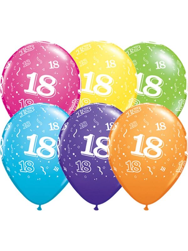 25 meerkleurige 18 jaar ballonnen 28cm