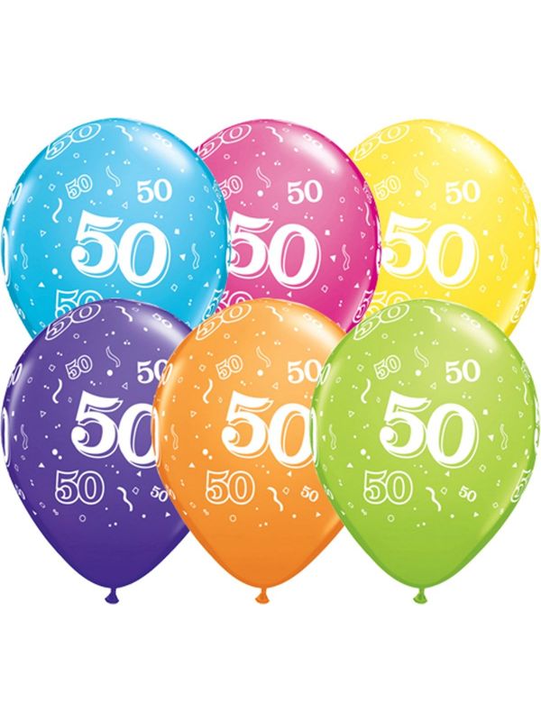 25 meerkleurige 50 jaar ballonnen 28cm