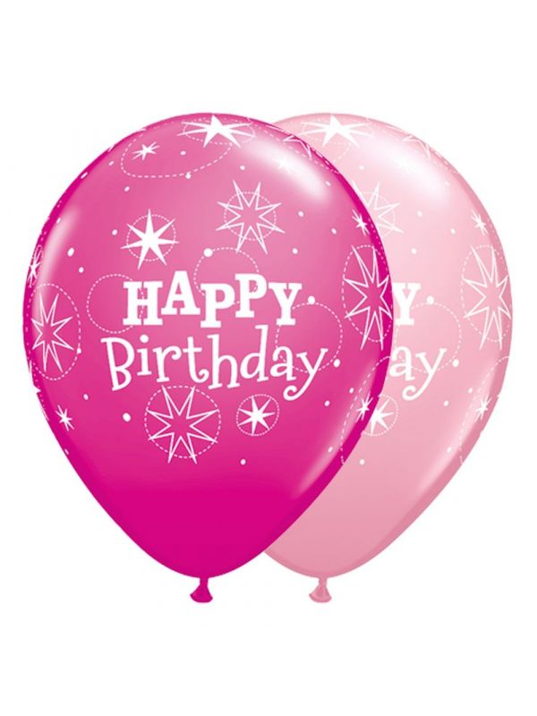 25 roze birthday ballonnen 28cm