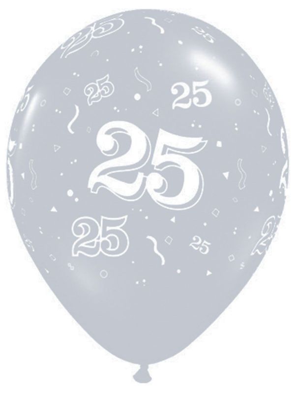 25 zilveren ballonnen 25 jaar 28cm
