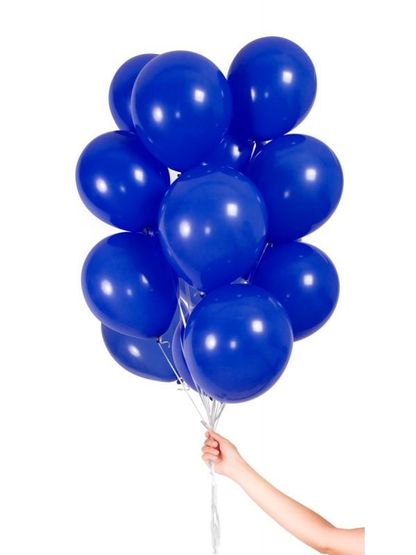 30 donkerblauwe ballonnen met lint 23cm