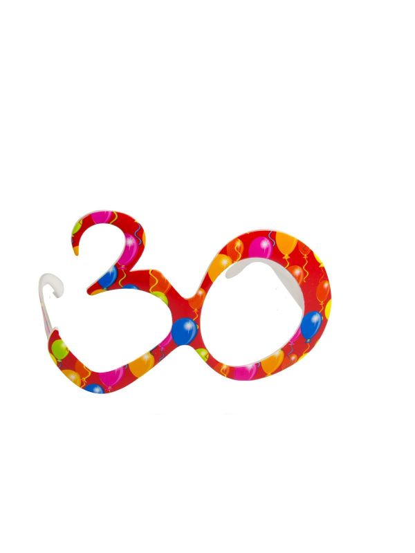 30 jaar ballonnen feest bril rood
