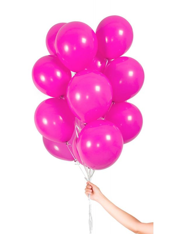 30 magenta roze ballonnen met lint 23cm