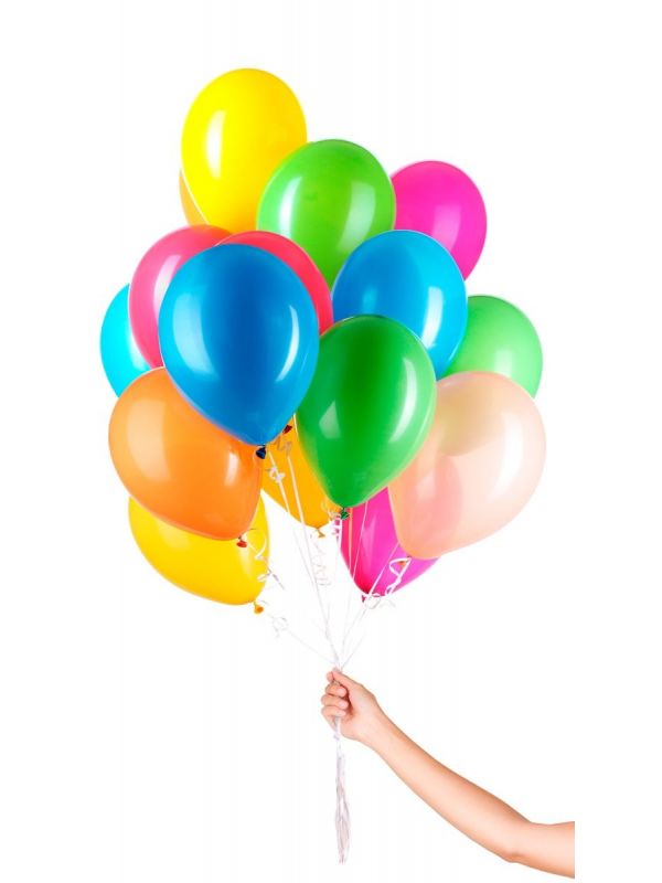 30 meerkleurige ballonnen met lint 23cm