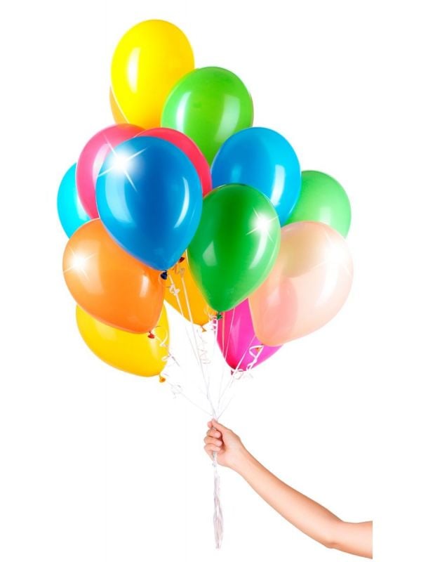 30 meerkleurige metallic ballonnen met lint 23cm