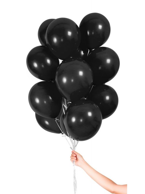 30 zwarte ballonnen met lint 23cm