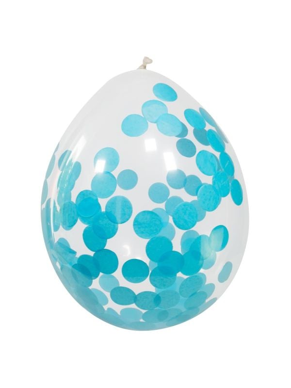 4 ballonnen met blauwe confetti 30cm