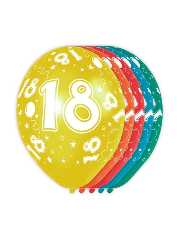 5 verjaardag ballonnen 18 jaar meerkleurig