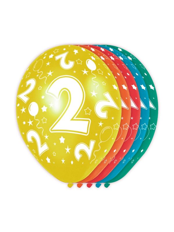 5 verjaardag ballonnen 2 jaar meerkleurig