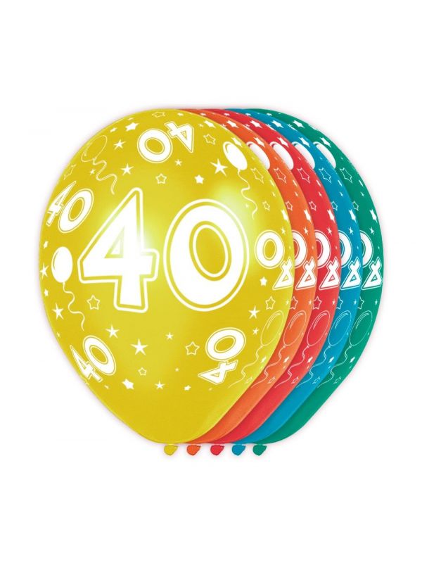 5 verjaardag ballonnen 40 jaar meerkleurig