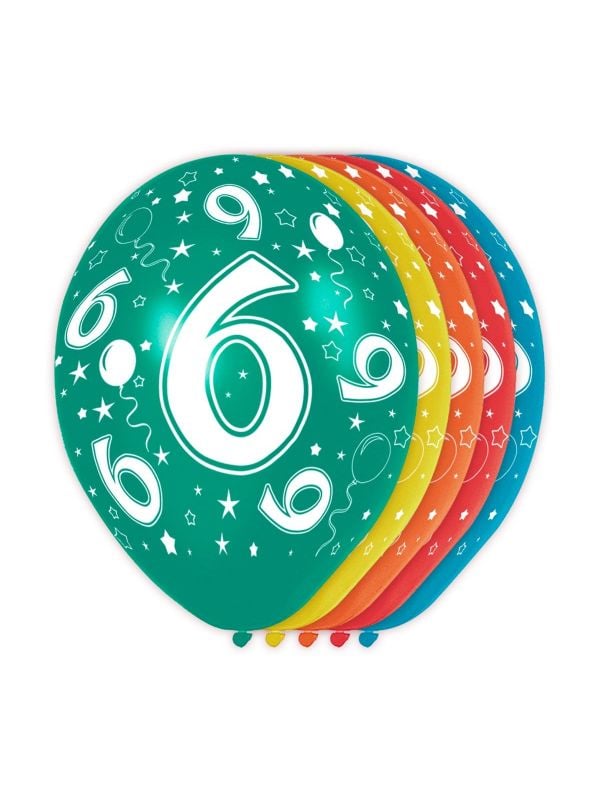 5 verjaardag ballonnen 6 jaar meerkleurig
