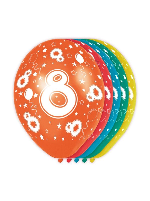 5 verjaardag ballonnen 8 jaar meerkleurig