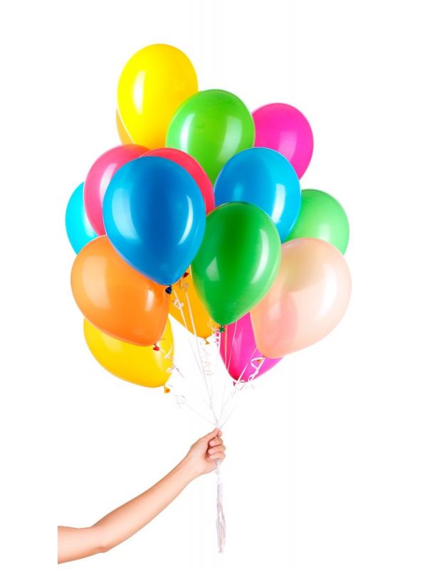 50 gekleurde ballonnen met lint 23cm