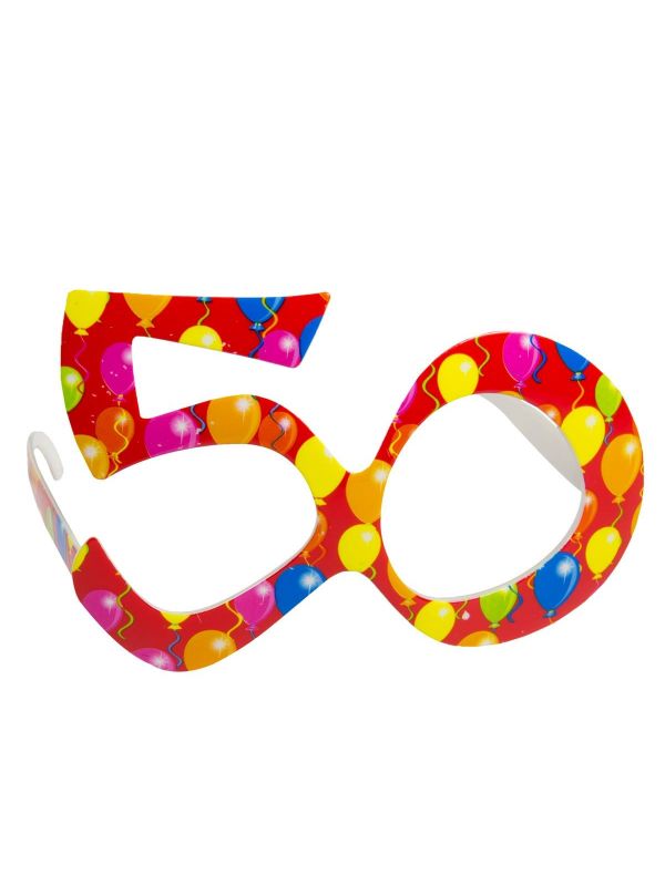 50 jaar ballonnen feest bril rood