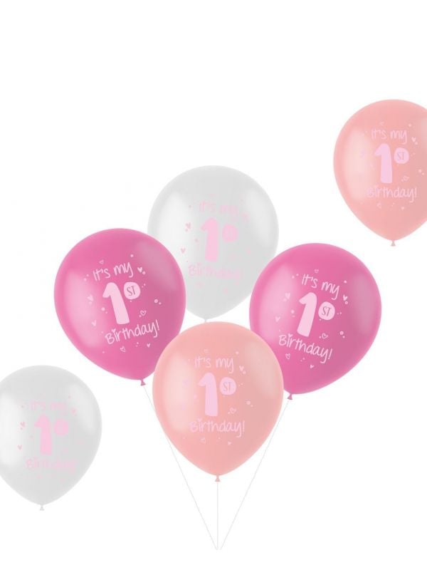 6 ballonnen it is my 1st birthday! roze 33cm