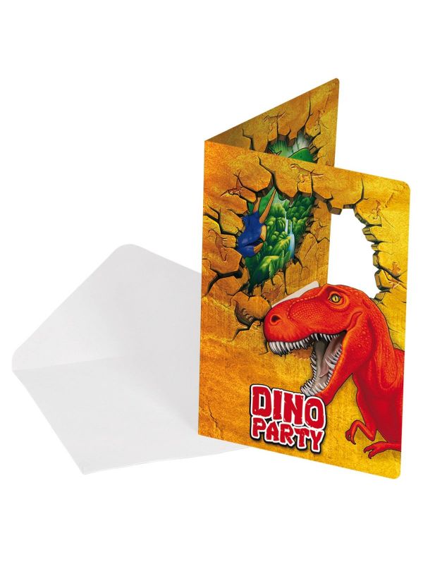 6 Dinosaurus kinderfeestje uitnodigingen
