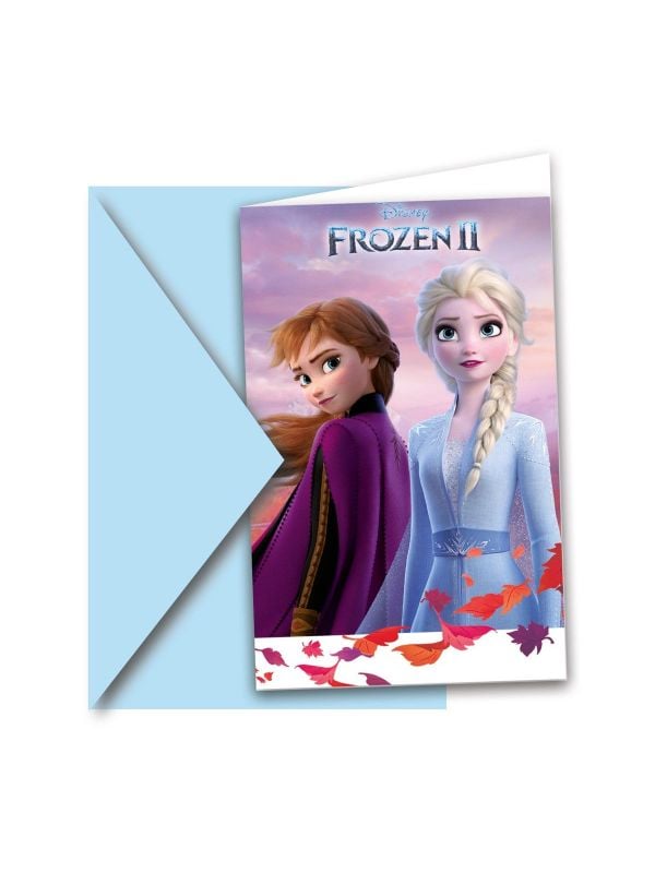 6 Frozen 2 kinderfeestje uitnodigingen