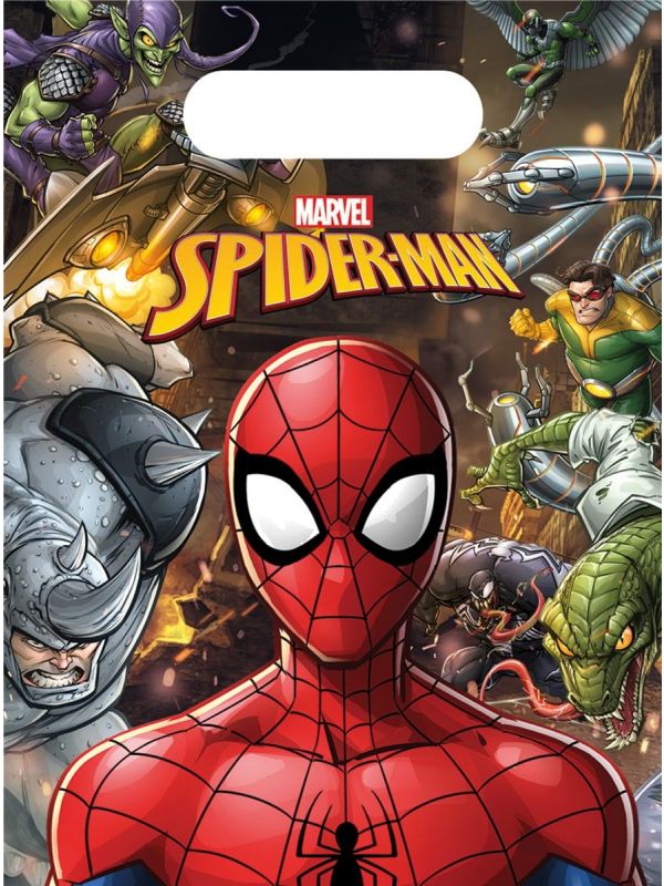 6 Spiderman team kinderfeestje uitdeelzakjes