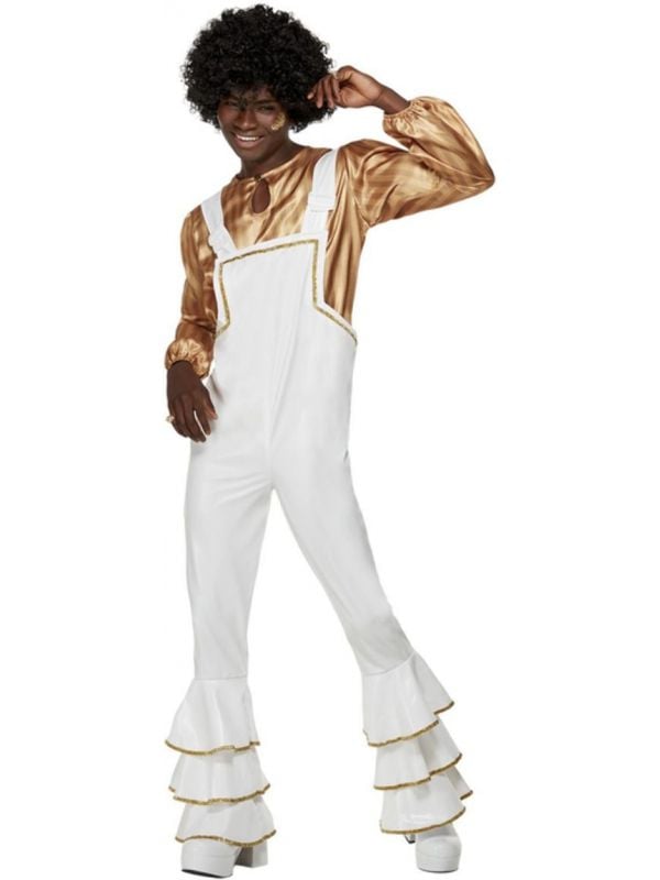 70'S Glamour Kostuum Mannen Wit