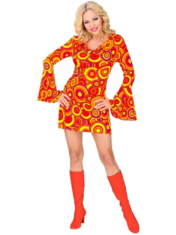 70s jurk vrouwen oranje