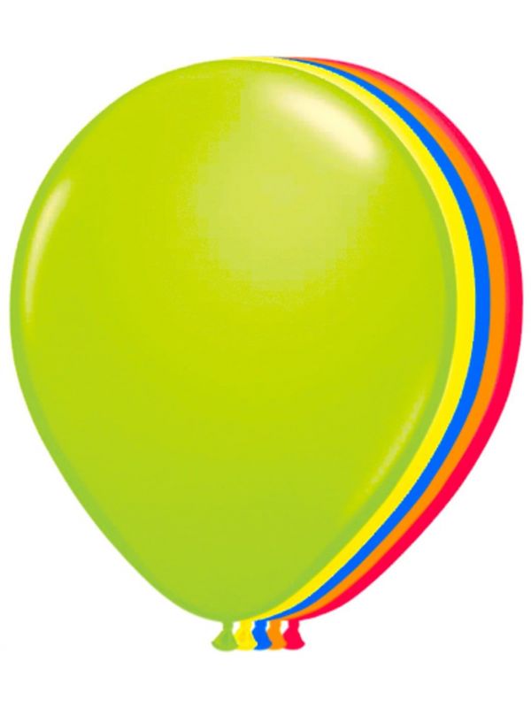 8 ballonnen neon meerkleurig 25 cm