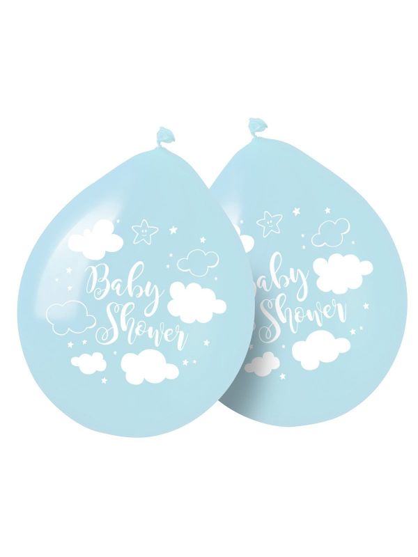 8 blauwe babyshower jongen ballonnen 30cm