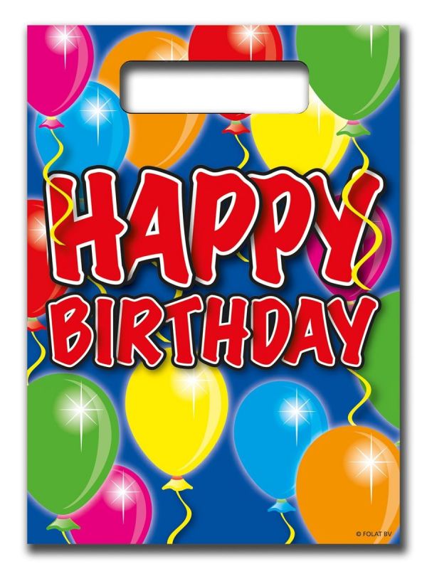 8 Happy birthday balloons uitdeelzakjes