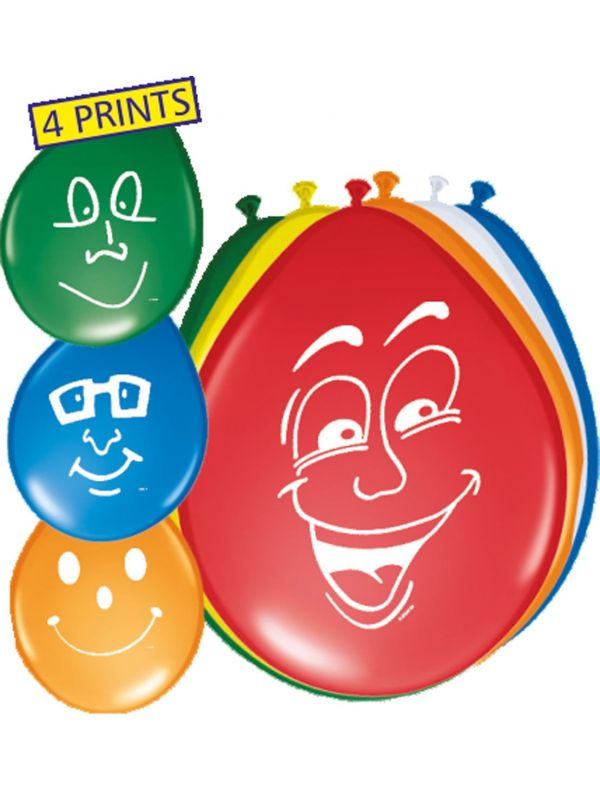 8 happy faces ballonnen 30cm